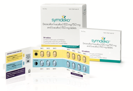 SYMDEKO package for children age 6 through 11 years weighing ~66 pounds or more and people age 12 years and older